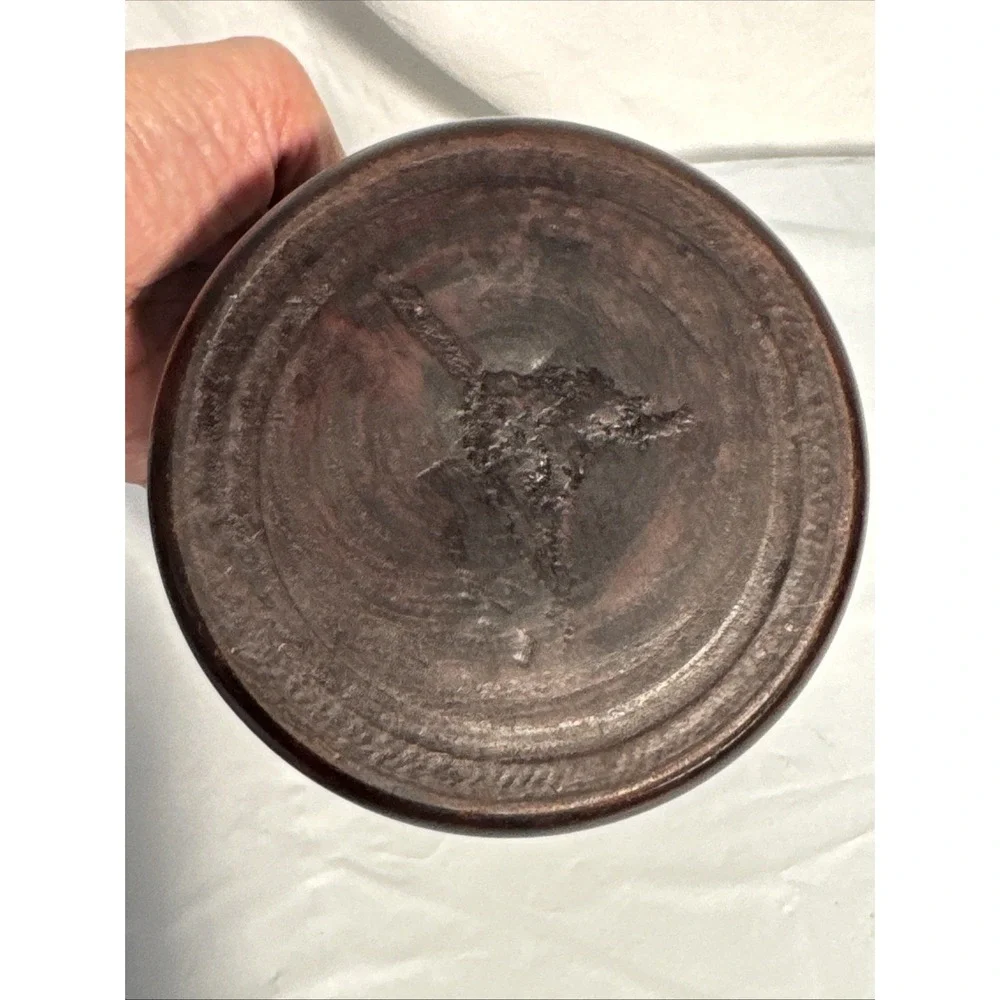 VTG Hand Carved African Ironwood Set of 6 Wooden Elephant Coasters Holder & Lid